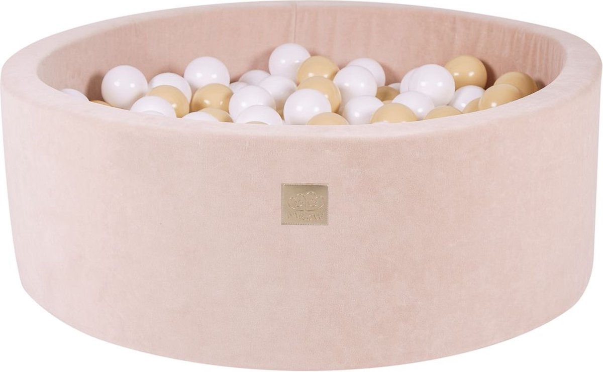 Ronde ballenbak VELVET 90x30 - Ecru incl 200 ballen - Beige, Wit |  je.nl